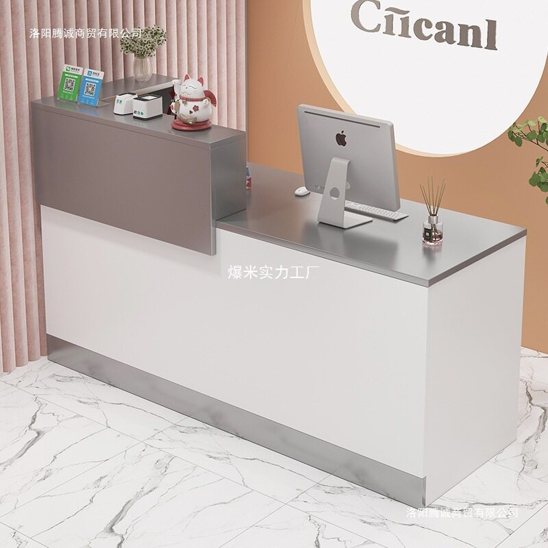 吧台收银台前台简约小型吧台柜服装店美发前台柜收银台商用接待台图片