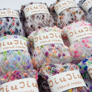 JiuJiu乒乓纱彩色球球豆豆线手工编织包毛衣围巾线豆豆毛线棒针线