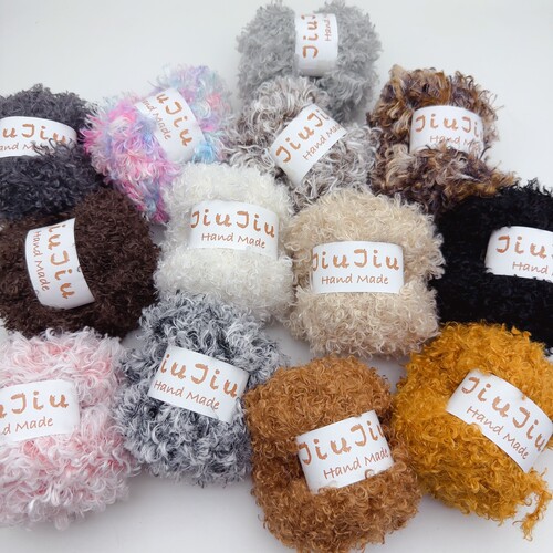 JiuJiu 比熊绒毛线手工圈绒钩针线手工编制围巾特色玩偶棒针线