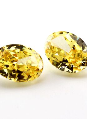 金黄色蛋形冰花切锆石裸石  椭圆形首饰diy镶嵌超闪气质高级感
