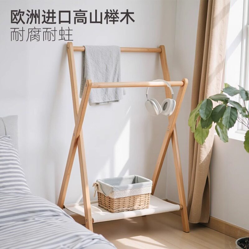 实木简约挂衣架卧室家用衣帽架晾衣架床边收纳落地服装店放衣神器图片