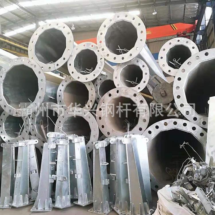 法兰连接钢管杆 110KV钢管塔 单回路电力钢杆 耐张输电钢杆批发图片