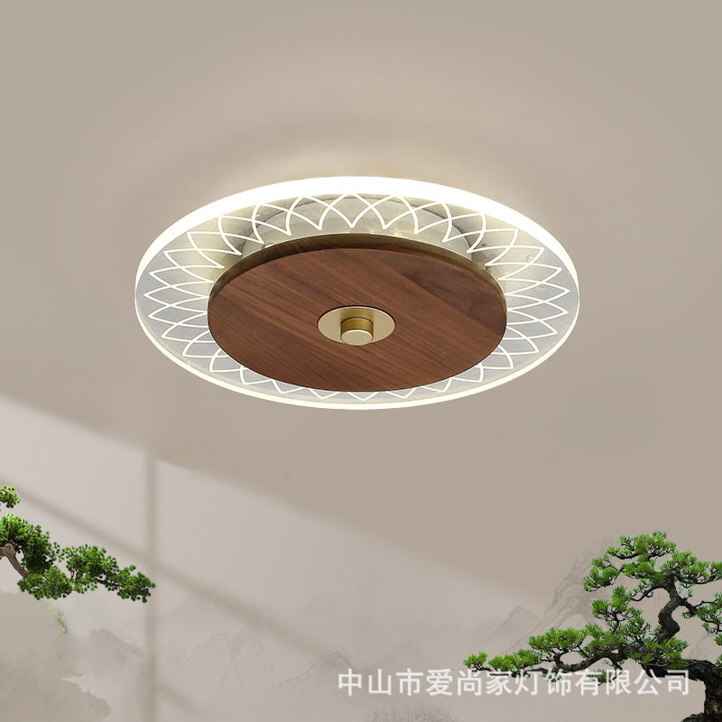 过道灯玄关灯新中式门厅led灯入户灯黑胡桃实木极简走廊阳台灯具图片