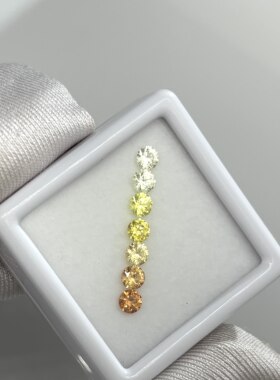 精品圆形3.0mm一组7粒培育黄蓝宝橙蓝宝渐变配石裸石戒指手链补钻