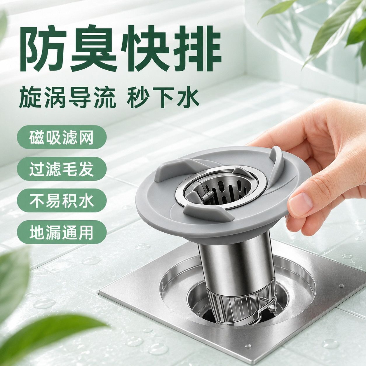 卫生间地漏防臭内芯通用厕所防虫下水管道防返臭味溢水密封闭口盖