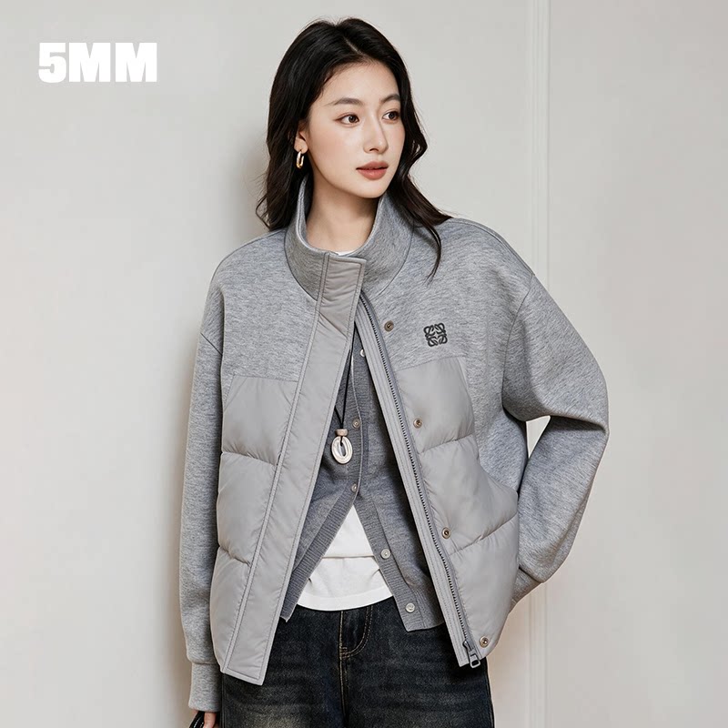 5mm立领拼接鹅绒羽绒服女反季图片