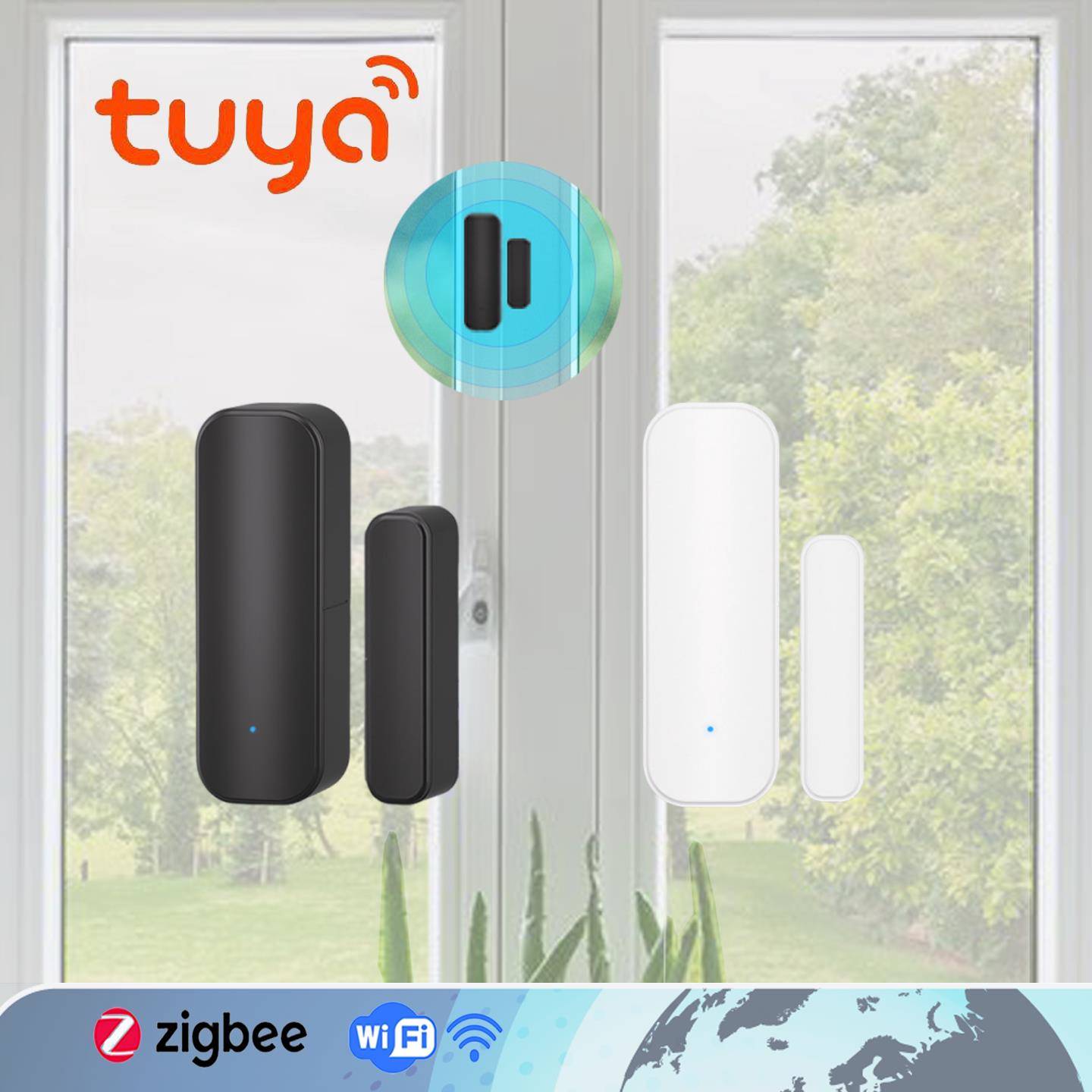 Tuya涂鸦智能门窗磁ZigBee传感器WiFi光照振动声光报警联动开灯