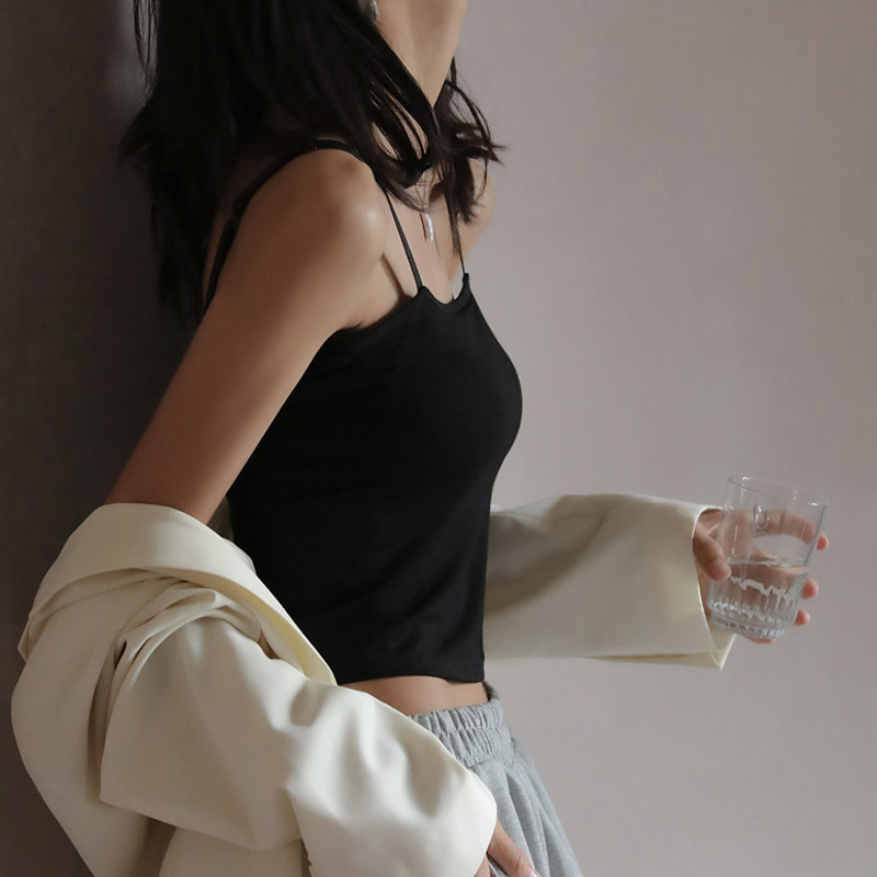 美背小吊带背心女内搭带胸垫一体短款打底性感外穿上衣夏网红爆款
