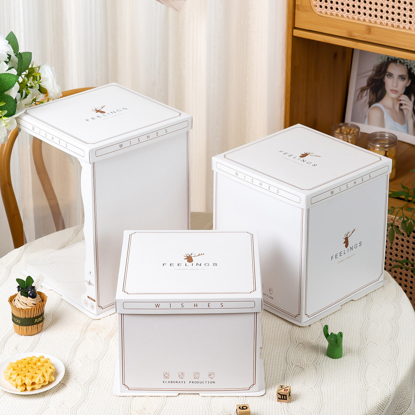 半透明生日蛋糕盒子包装盒手提6六8八10十12寸单层双层加高蛋糕盒