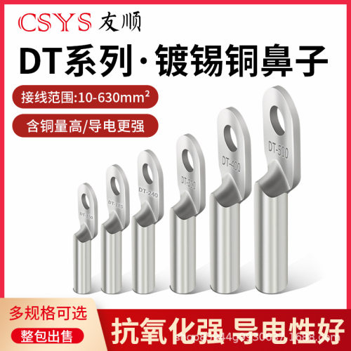 镀锡DT16/35/50/70/95/120/185/240/300平方接线端子铜鼻子裸端子