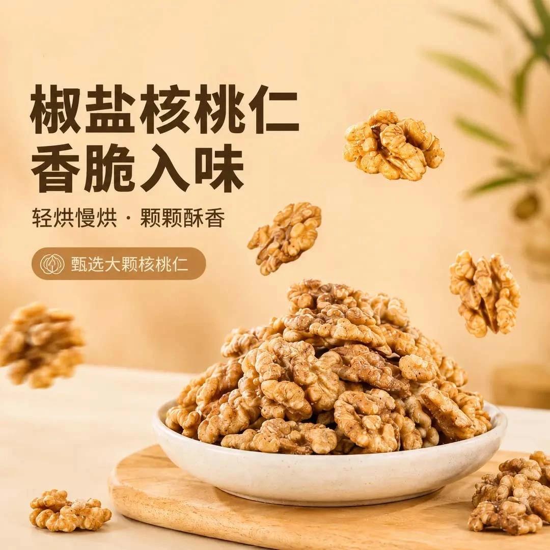 【下单立减30】椒盐核桃仁酥脆饱满烘烤工艺坚果炒货即食零食250Z
