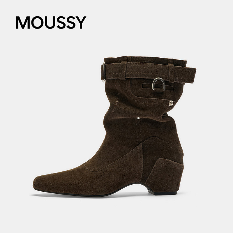 MOUSSY西部牛仔靴冬季新款