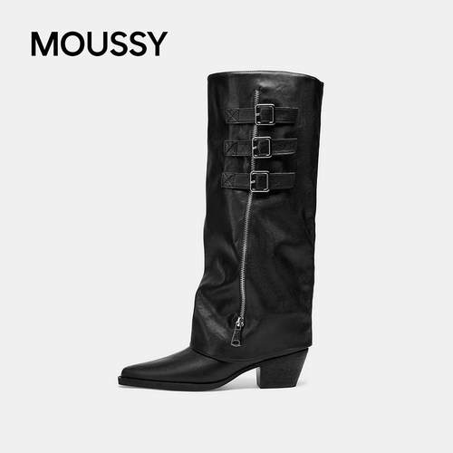 MOUSSY【宋妍霏同款】真皮靴子