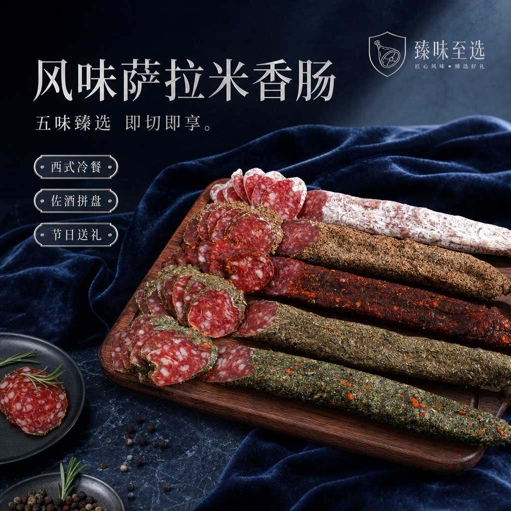 四叶马丁萨拉米香肠西班牙风味萨拉米风干香肠黑胡椒开袋即食肉肠