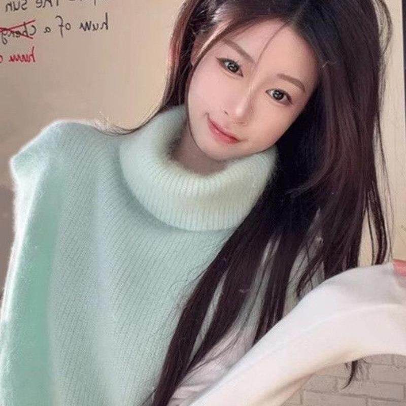高领无袖背心毛绒马甲针织毛衣20