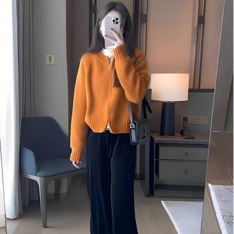 多巴胺南瓜橘色上衣女2026早秋韩