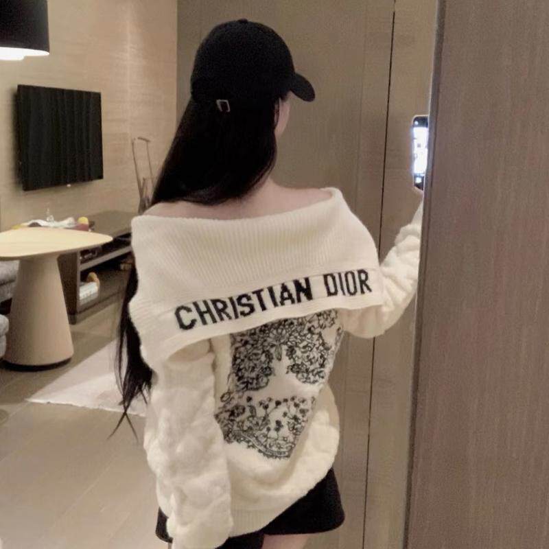 网红同款一字肩针织开衫女秋冬20
