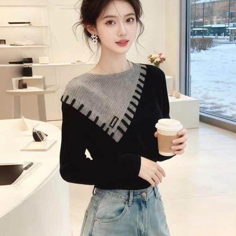 面试穿搭假两件小众上衣女秋冬撞