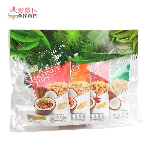泰国MGW椰子脆片零食 混合口味4*40G袋装 冬阴功酸辣椰子片 辣吧