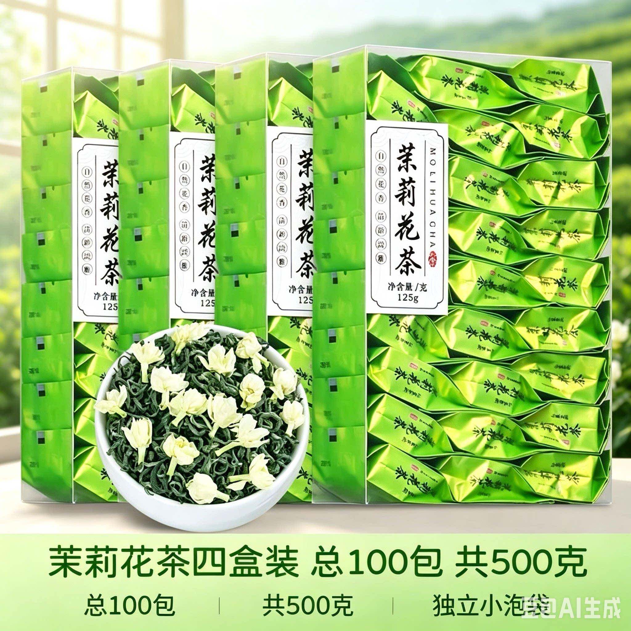 鲜灵花香茉莉花茶浓香型新茶袋泡茶横县绿茶夏日冷泡热泡办公室
