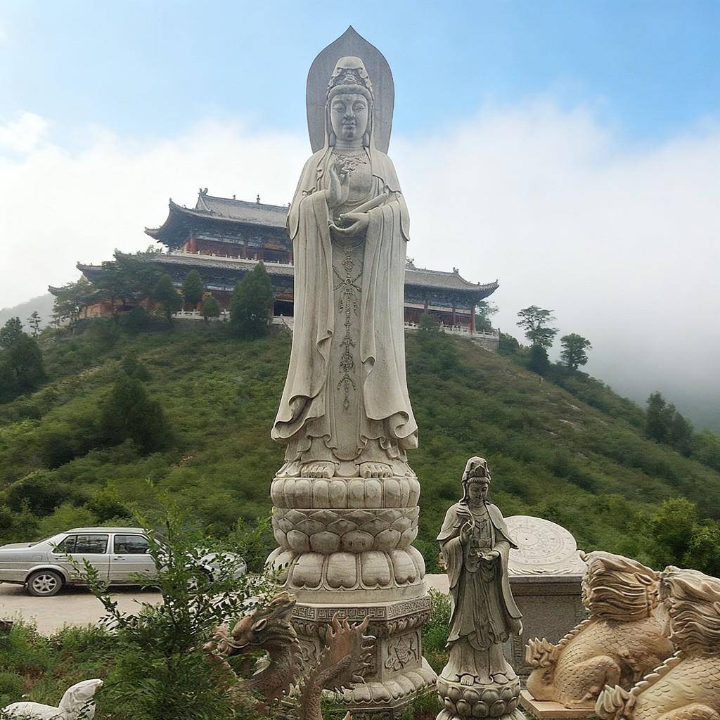 厂家库存现货汉白玉材质大型石雕观音菩萨雕塑像一尊低价寻缘