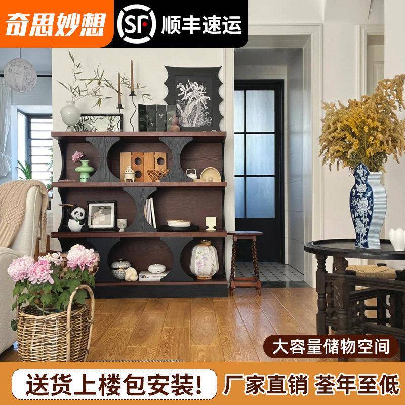 书柜书架半墙书柜客厅边柜简约现代黑色模块柜组合柜哈利柜酒柜图片