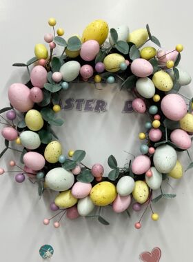 跨境复活节彩蛋花环彩色浆果装饰门挂花圈仿真复活蛋装饰品挂饰