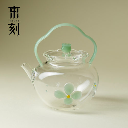 束刻高硼硅玻璃如意提炼壶耐高温茶水分离式茶壶可电陶炉加热茶器