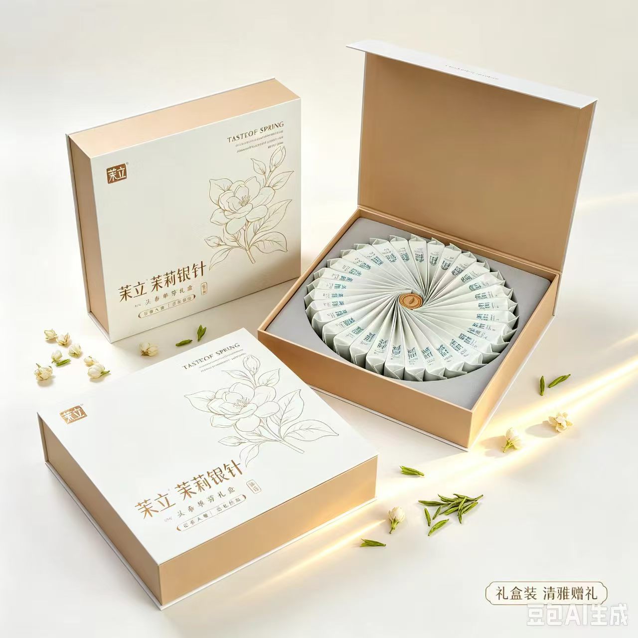 茉莉银针礼盒装 2026新茶 特级浓香花茶罐装全芽头茉莉花茶送礼