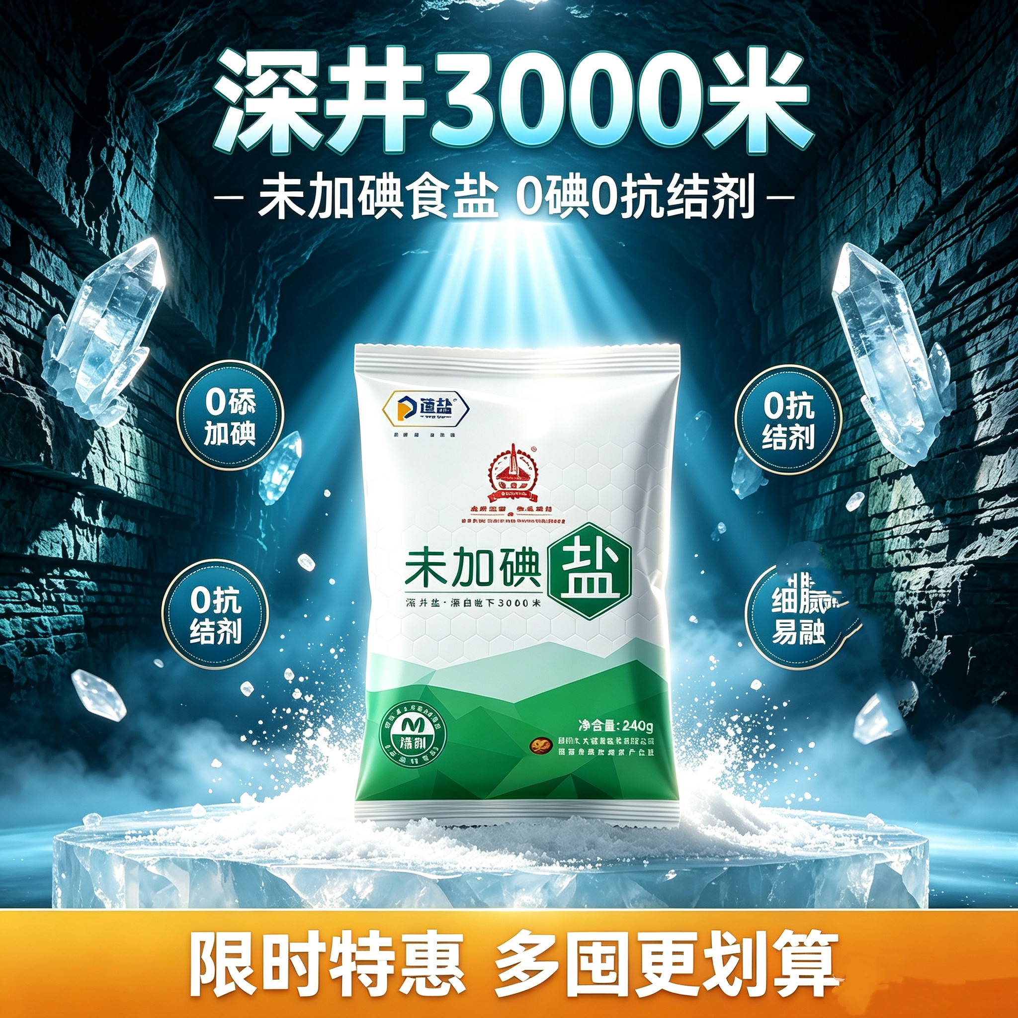 商用细盐食盐矿盐炒菜调味盐巴家用盐四川精制食用盐深井盐未加碘图片
