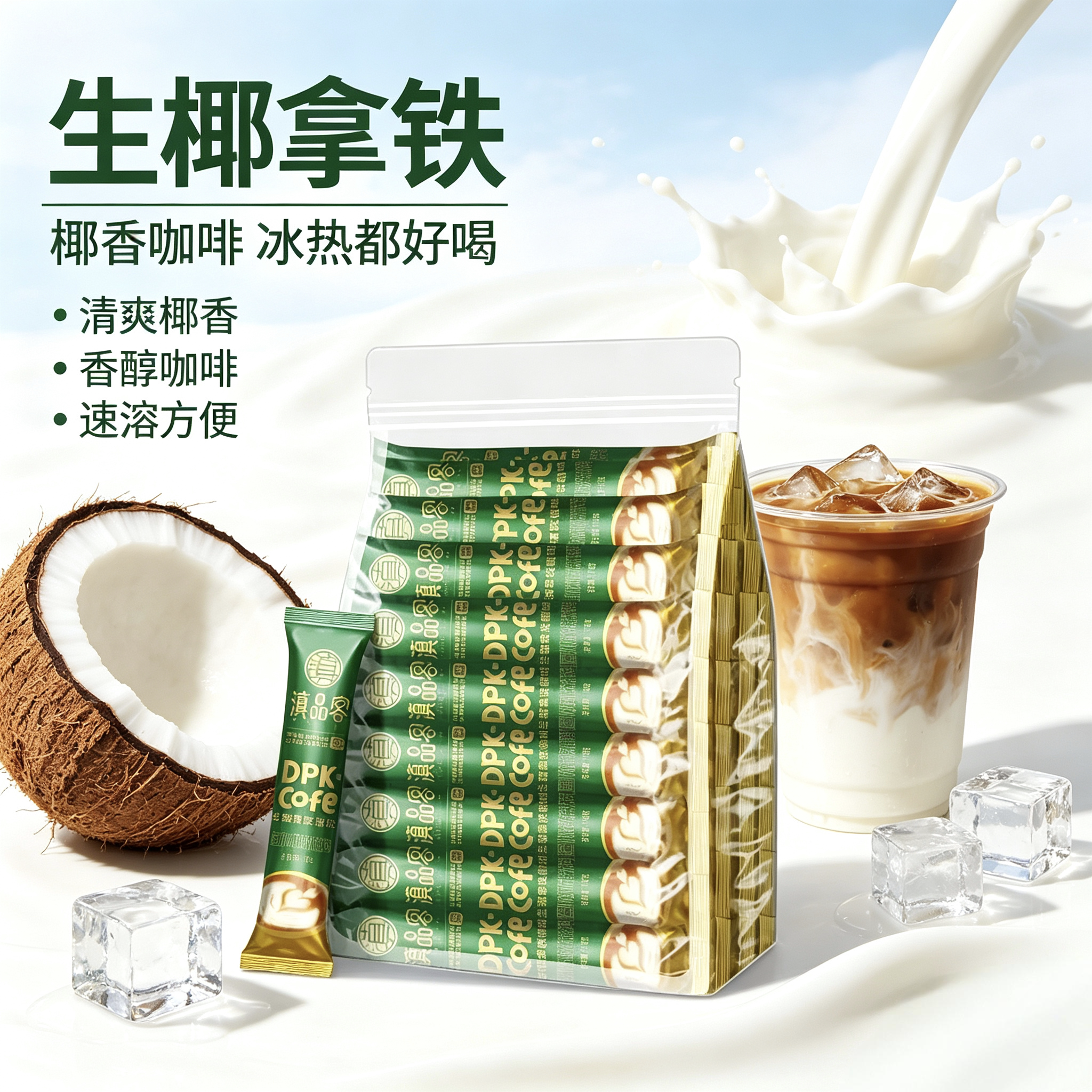 滇品客速溶咖啡粉生椰拿铁蓝山原味卡布奇诺三合一云南小粒咖啡图片