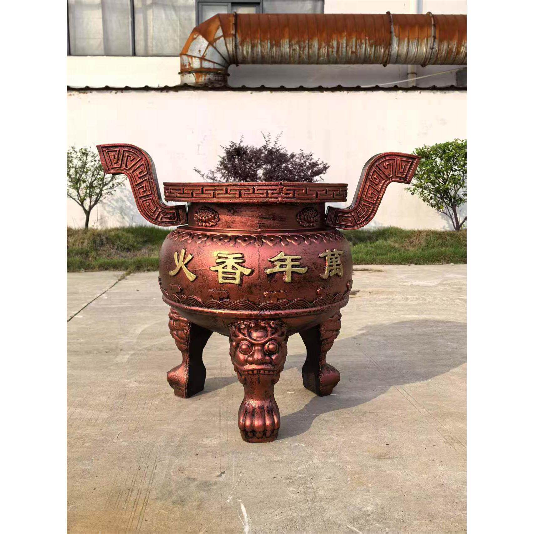 寺庙铸铁香炉家用室内大号插香鼎炉三足佛堂祠堂供奉仙家道家香炉