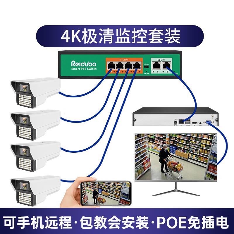 监控系统全套一整套店铺商用摄像头套装设备硬碟录影机POE供电S3