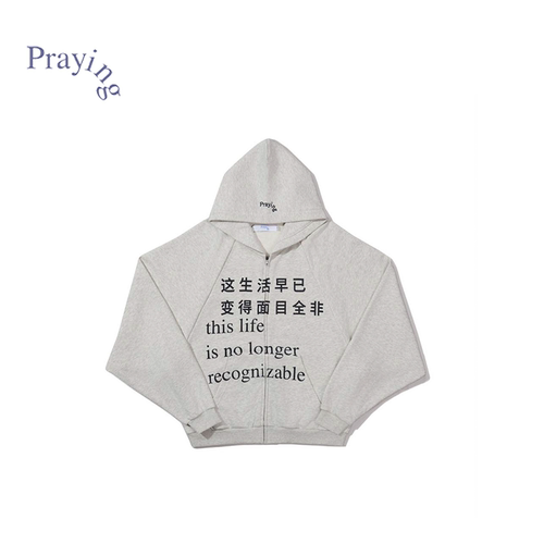 Praying文字印花连帽卫衣26秋