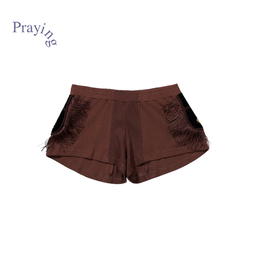 Praying流苏女士棕色短裤26秋