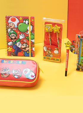 任天堂正版超级马里奥文具套装A5本铅笔中性笔袋儿童节日送礼物