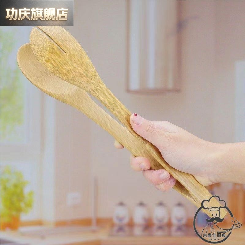 木食品夹子制加长版厨房木质菜夹家用竹夹木油炸泡菜的专用木头图片