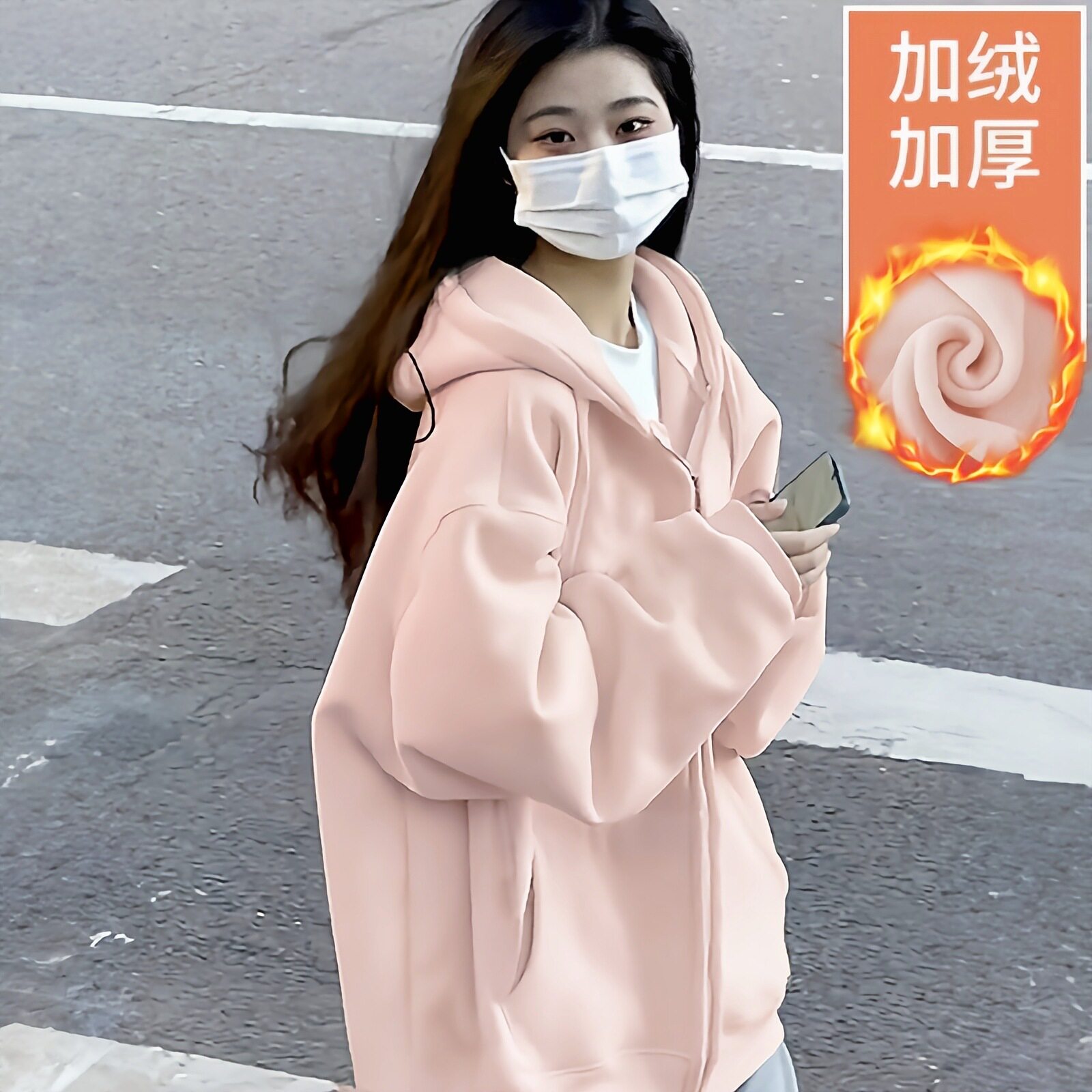回力连帽卫衣女2026新款薄款秋装开衫上衣初中生早秋外套女款秋C