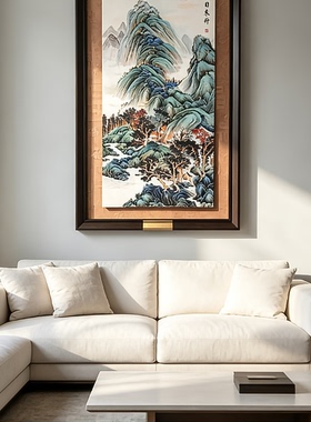 S2265新中式实木旭日东升山水挂画壁画玄关装饰画 43*74