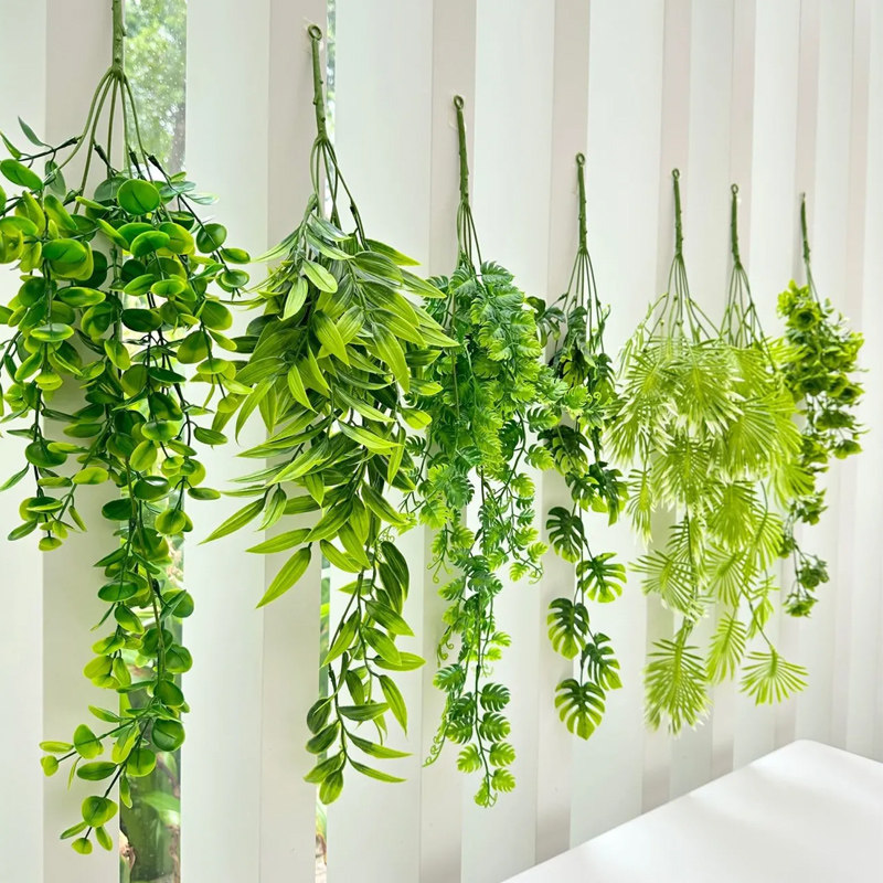 攀缘植物人造藤条装饰假花管包裹花藤绿色天花板叶子塑料绿叶园林