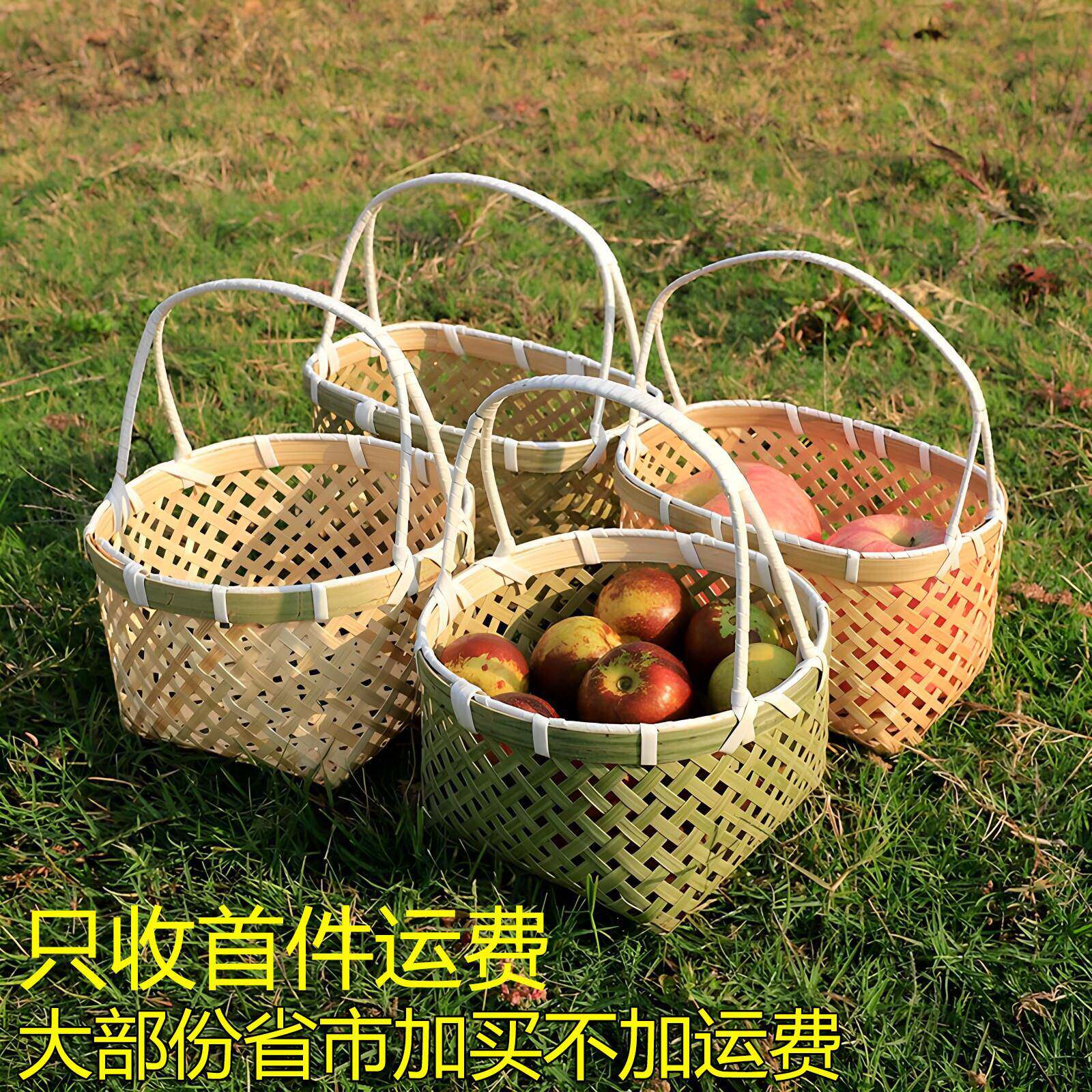小篮子竹编手提篮儿童竹制品迷你编织手工装饰活动表演拍照道具