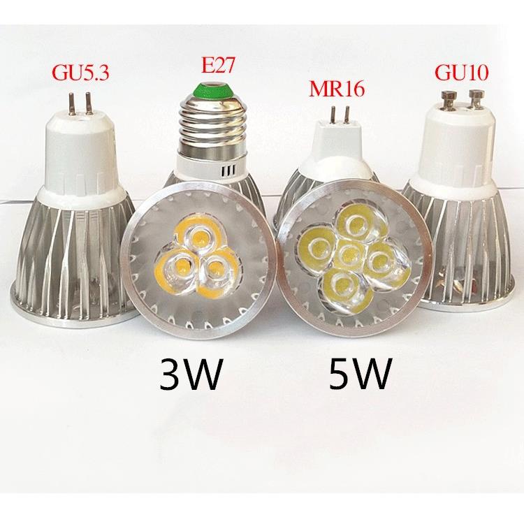 LED灯杯220V GU10插脚MR16射灯灯泡E27螺口GU5.3插针3W5W光源射灯