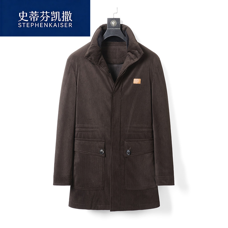史蒂芬凯撒派克服男水貂内胆中长款立领貂皮外套皮草尼克服78-048