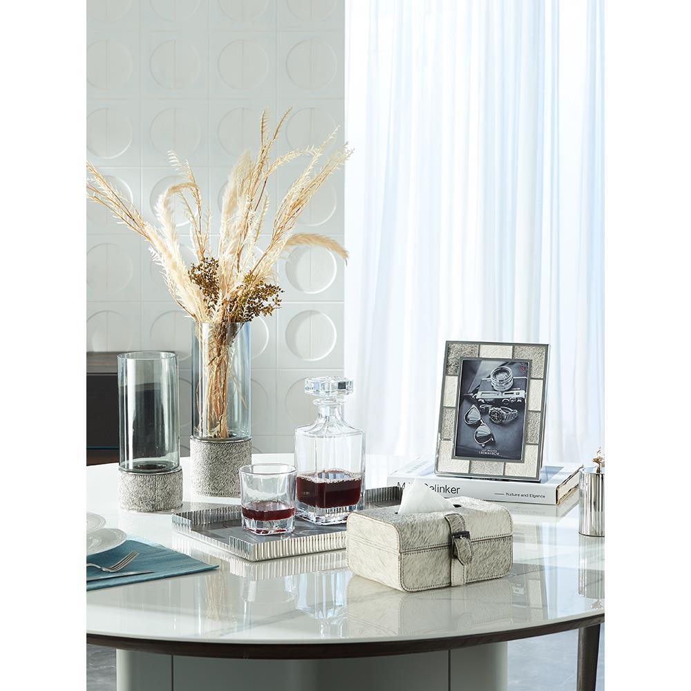 现代轻奢马毛相框高档皮革纸巾盒托盘桌面套装别墅设计师相架摆台