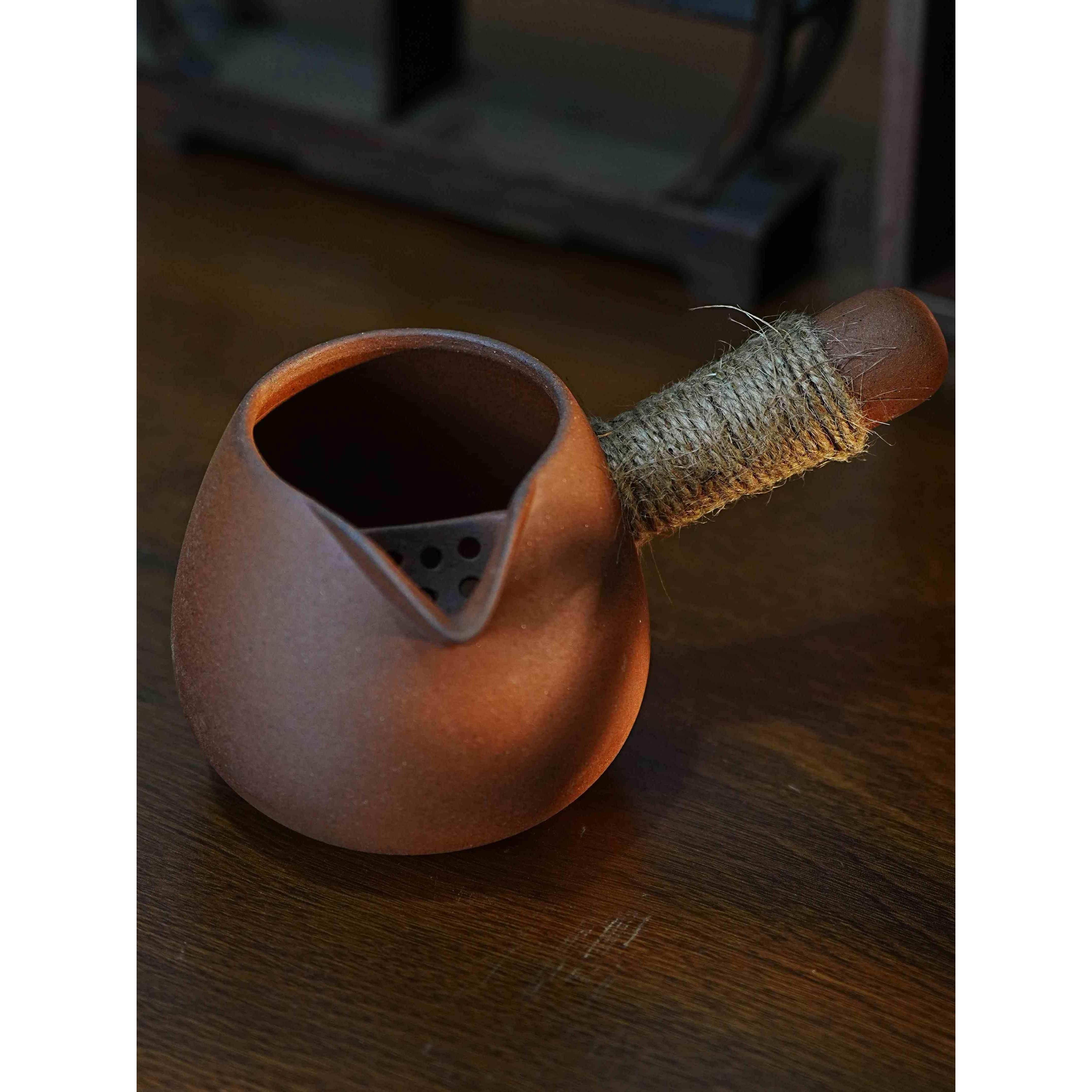 围炉煮茶罐罐老岩泥粗陶煮茶侧把壶奶茶壶碳炉云南烤奶茶罐