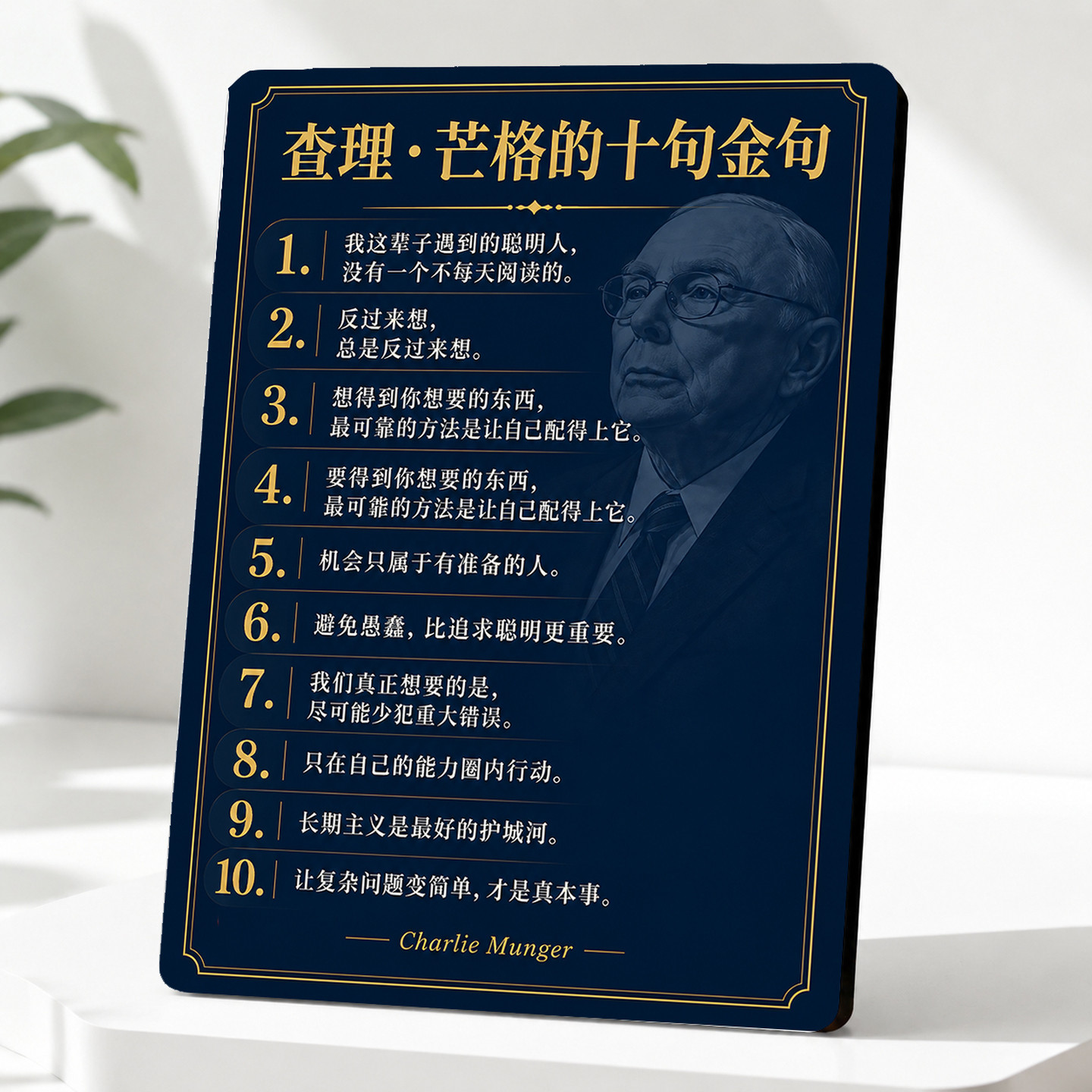 查理芒格十句金句励志摆台座右铭装饰相框办公室书桌摆件图片