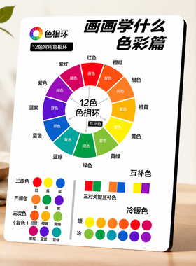 美术生绘画学习12色色相环摆台画室桌面色彩知识装饰画框