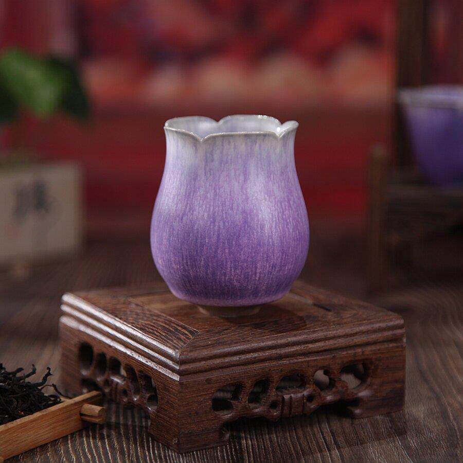 任晓飞手作品茗杯薰衣草紫釉茶杯 窑变钧瓷小清新女士茶具 国潮风