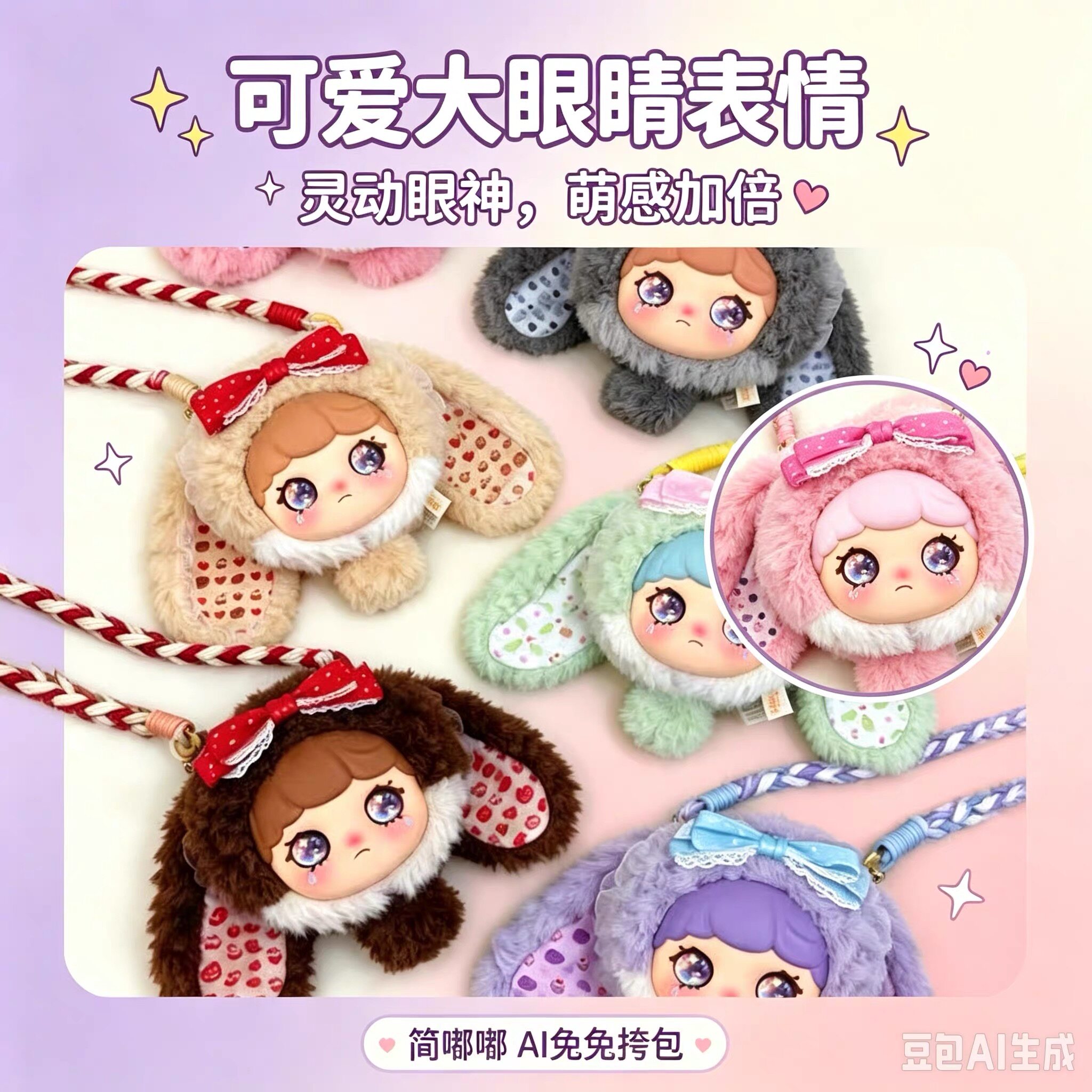 兔兔挎包新款AI智能对话毛绒玩具公仔玩偶挂件钥匙扣
