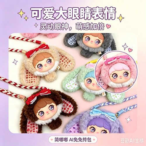 兔兔挎包新款AI智能对话毛绒玩具公仔玩偶挂件钥匙扣